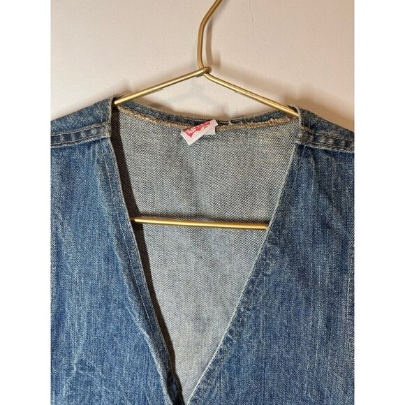 Vintage Orange Tab Levi’s Denim Vest Made in USA Snaps - Picture 6 of 12